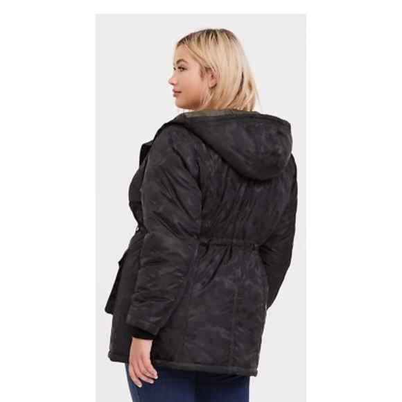 Neutral Camo print waist tie winter jacket - Picture 7 of 10